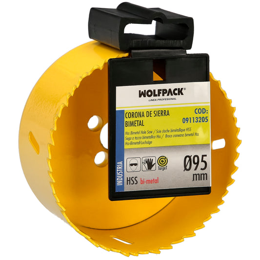 Serra de coroa bimetálica Ø 95 mm. Base Reforçada e Temperada Térmica. Coroa de madeira, furos de madeira, aço, ferro, plásticos