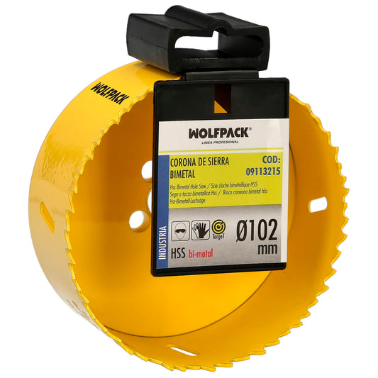 Serra de coroa bimetálica Ø 102 mm. Base Reforçada e Temperada Térmica. Coroa de madeira, furos de madeira, aço, ferro, plásticos