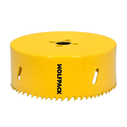 Serra de coroa bimetálica Ø 114 mm. Base Reforçada e Temperada Térmica. Coroa de madeira, furos de madeira, aço, ferro, plásticos