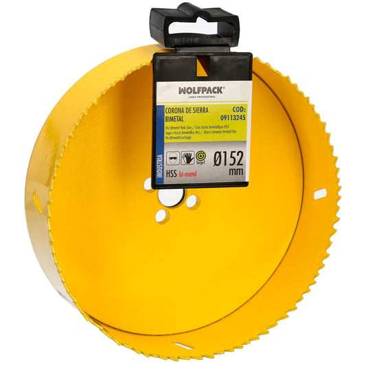 Serra de coroa bimetálica Ø 152 mm. Base Reforçada e Temperada Térmica. Coroa de madeira, furos de madeira, aço, ferro, plásticos