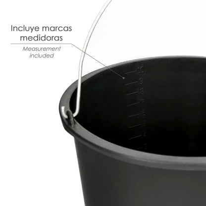 Balde de Construção Italiana Capacidade 10 Litros, Com Marcas de Medição, Cabo em Aço Galvanizado, Resistente e Leve.