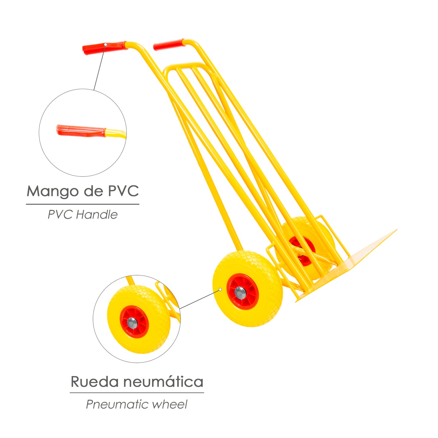 Carretilla Almacen / Sacos  Ruedas Macizas Llantas De Plástico