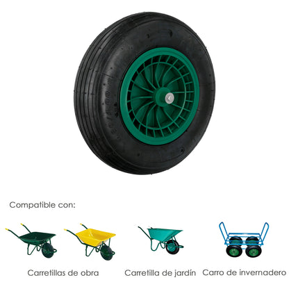 Rueda Carretilla Neumatica Para Carretilla Obra / Jardin Llanta Plastico Eje Ø 20 mm. Rueda Carretilla Jardin, Carro Invernadero