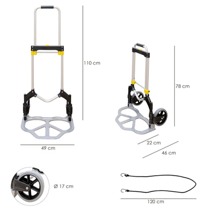 Carretilla Plegable Aluminio Portatil   80 kg.