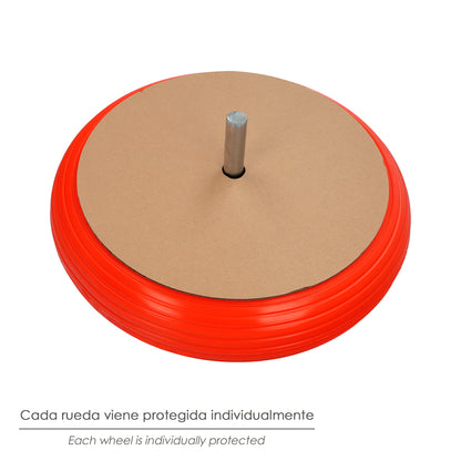 Rueda Carretilla Obra / Jardin Maciza Llanta Acero "Plus" Naranja Impinchable, Para Eje Ø 19 mm Rueda Ø 35 cm