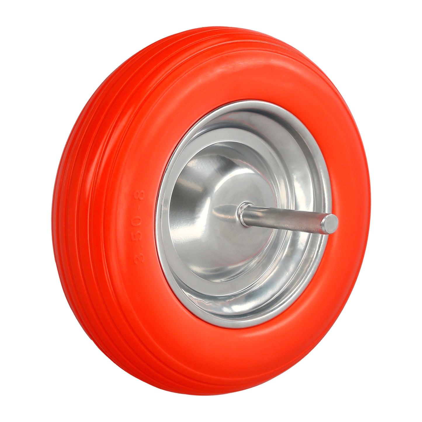 Rueda Carretilla Obra / Jardin Maciza Llanta Acero "Plus" Naranja Impinchable, Para Eje Ø 19 mm Rueda Ø 35 cm