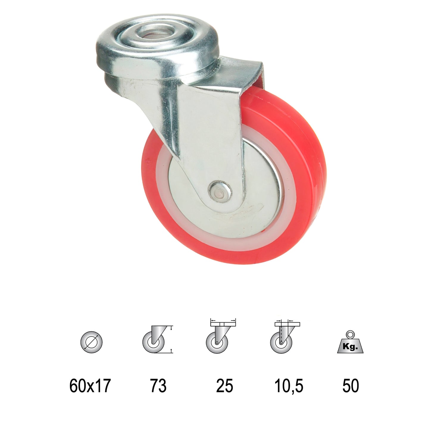 Roda de Poliuretano Através de 60 mm.