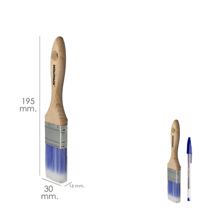 Paletina Profesional Plus Ancho 30 mm. Cerdas Sintenticas PBT, Mango Madera Haya Ergonomico, Brocha Pintor, Pincel Pintura