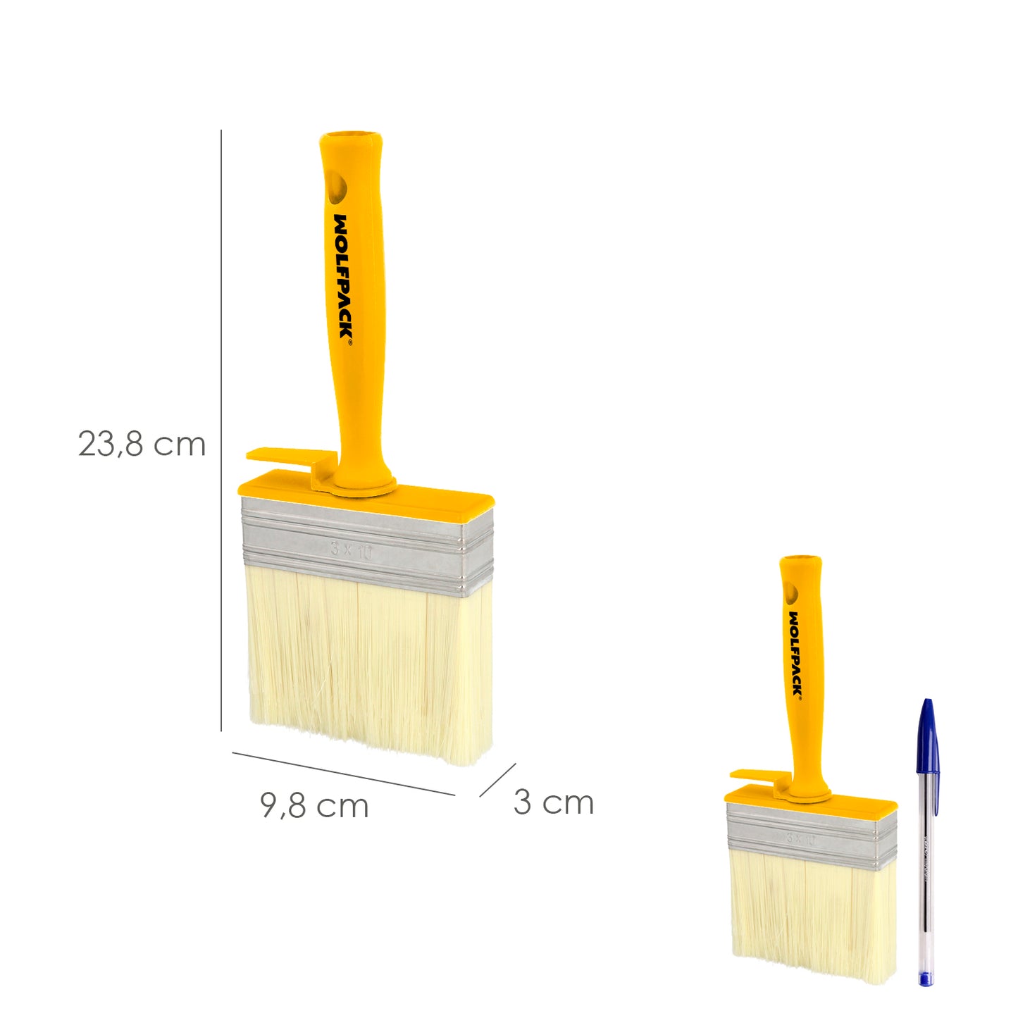 Brocha Profesional Techos 100x30 mm. Cerda Blanca. Mango Ergonomico, Con Gancho. Brocha Pintura, Brocha Pintor Profesional