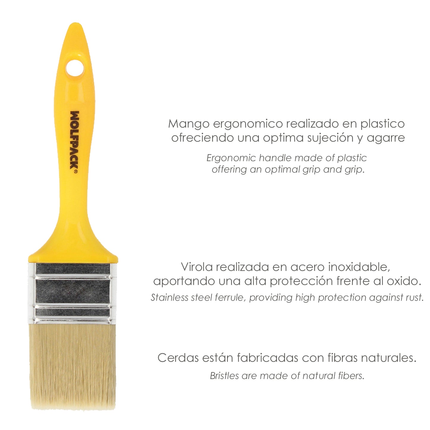 Paletina Profesional Cerda Blanca Ancho 20 mm. Cerdas Naturales Mango Plastico Ergonomico, Brocha Pintor, Pincel Pintura