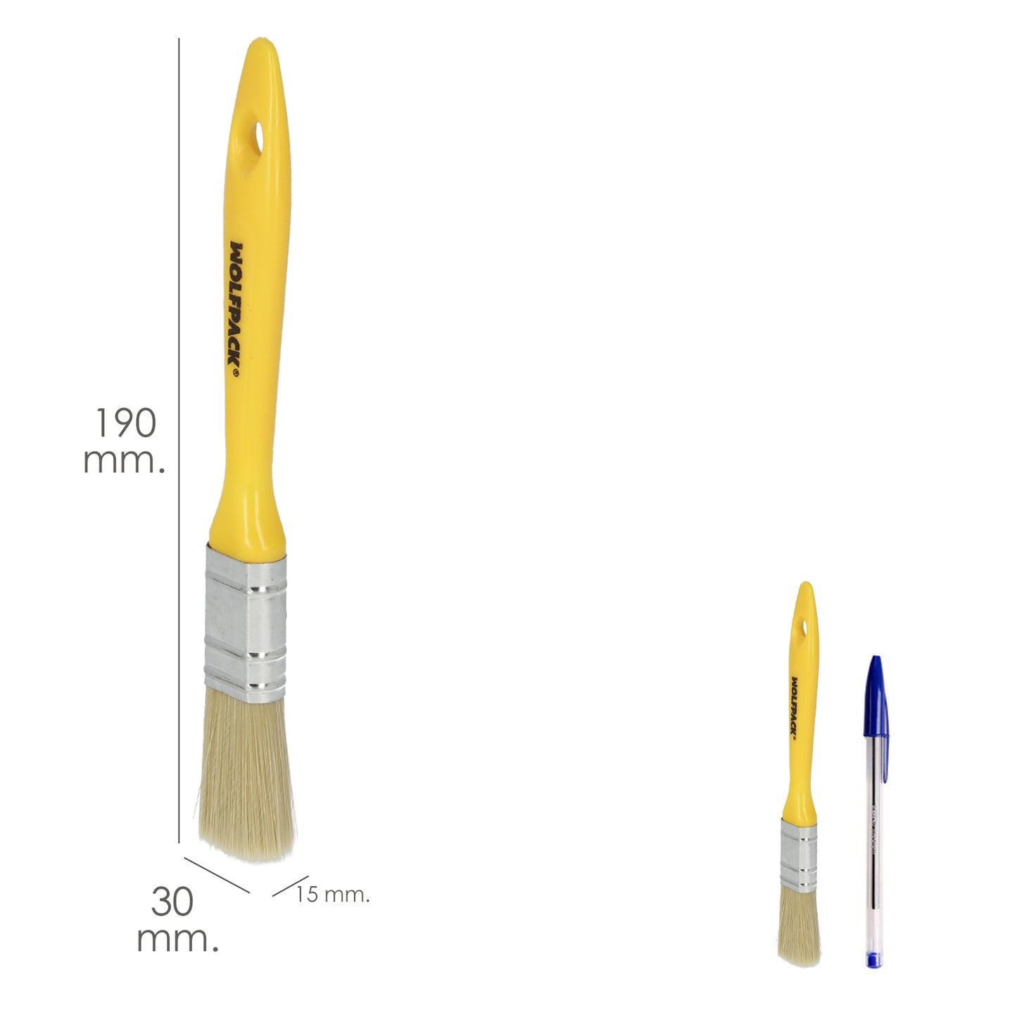 Paletina Profesional Cerda Blanca Ancho 30 mm. Cerdas Naturales Mango Plastico Ergonomico, Brocha Pintor, Pincel Pintura