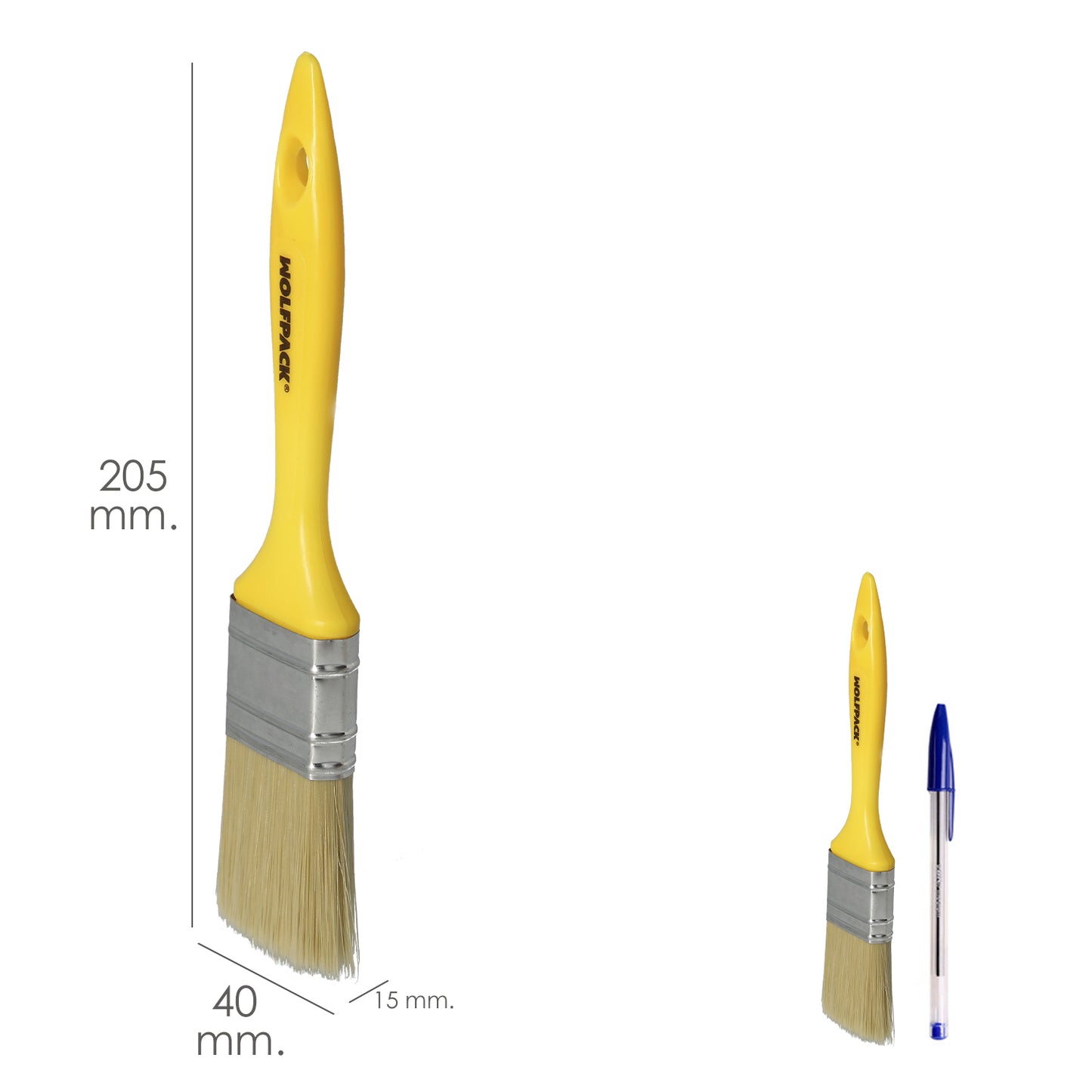 Paletina Profesional Cerda Blanca Ancho 40 mm. Cerdas Naturales Mango Plastico Ergonomico, Brocha Pintor, Pincel Pintura