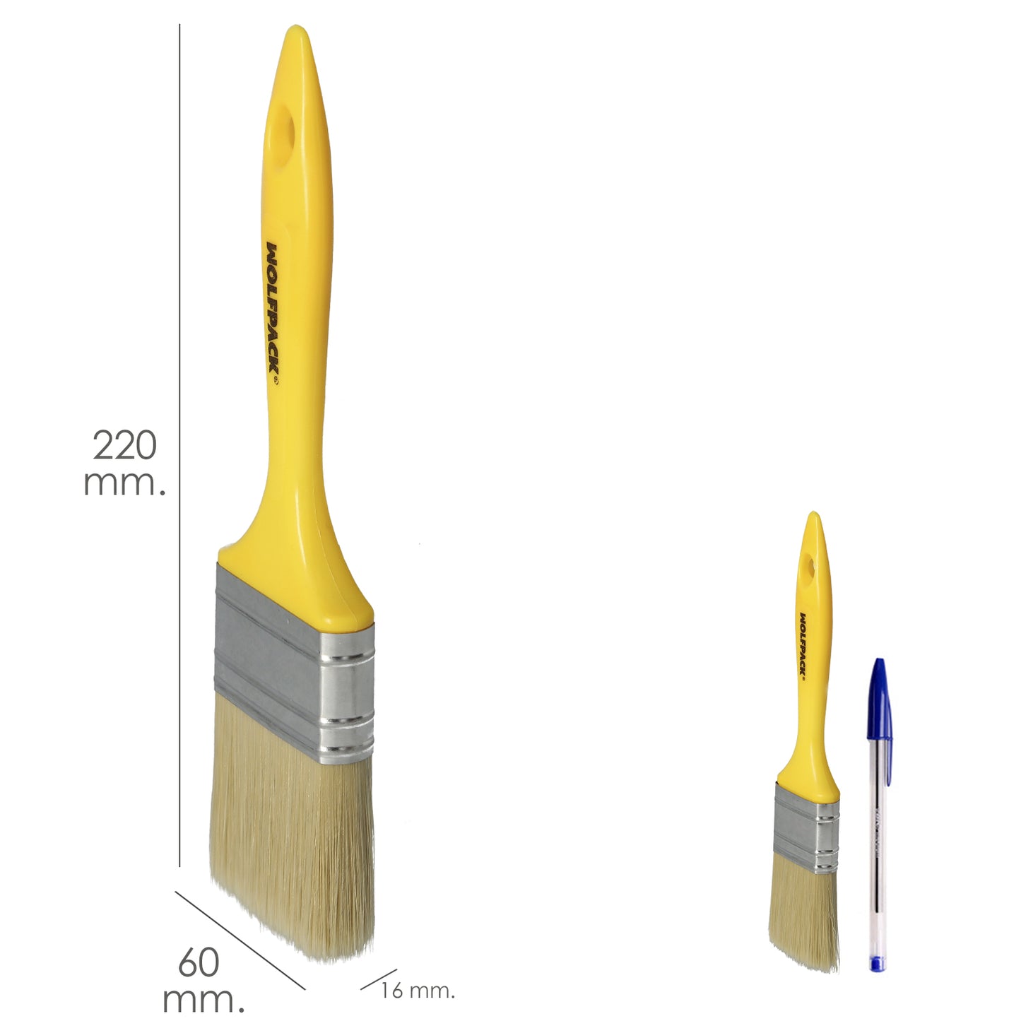 Paletina Profesional Cerda Blanca Ancho 60 mm. Cerdas Naturales Mango Plastico Ergonomico, Brocha Pintor, Pincel Pintura