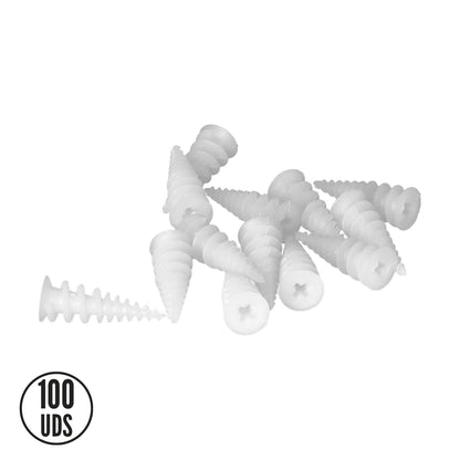 Taco Nylon Pladur Autotaladrante 15×37 Mm. 100 Unidades.