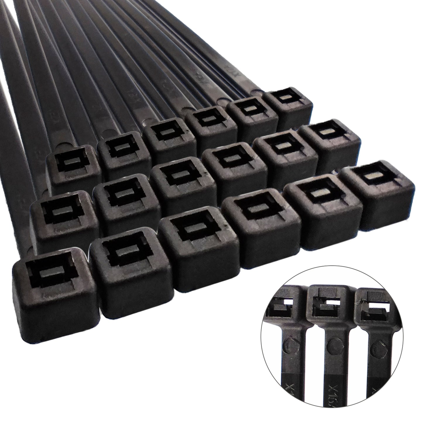 Cabeçada 100% Nylon. Cor Preto 7,8 x 540 mm. Bolsa 100 unidades. Braçadeira Plástica, Organizador de Cabos, Alta Resistência