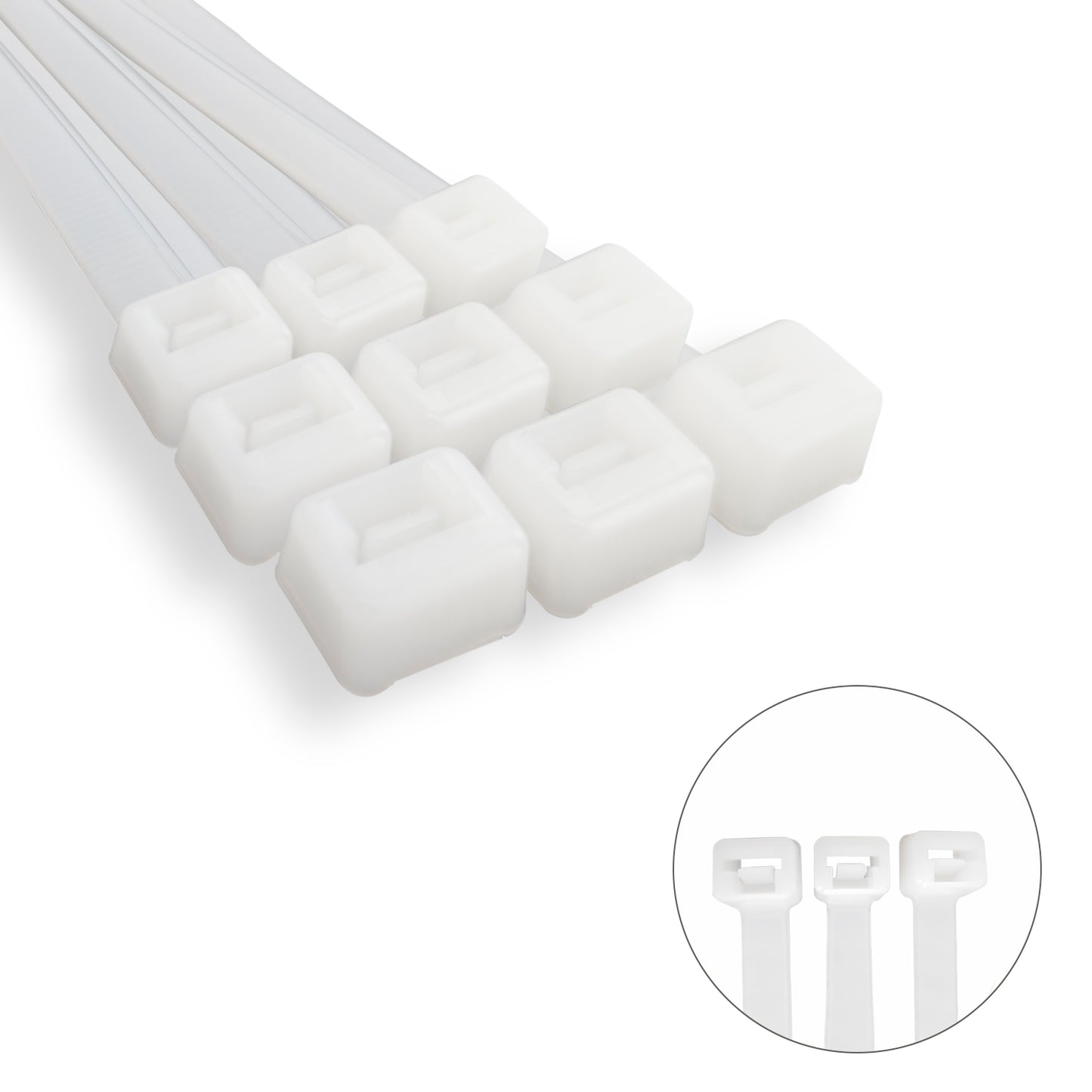 Cabeçada 100% Nylon. Cor Branco / Natural 3,6 x 370 mm. 100 pedaços. Braçadeira Plástica, Organizador de Cabos, Alta Resistência