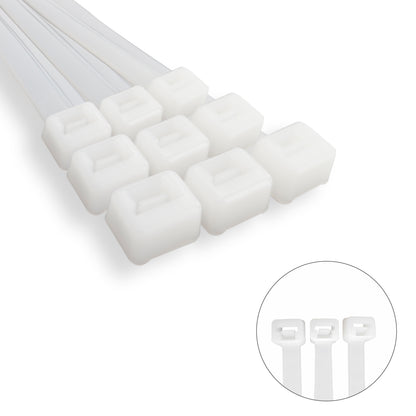 Cabeçada 100% Nylon. Cor Branco / Natural 3,6 x 370 mm. 100 pedaços. Braçadeira Plástica, Organizador de Cabos, Alta Resistência