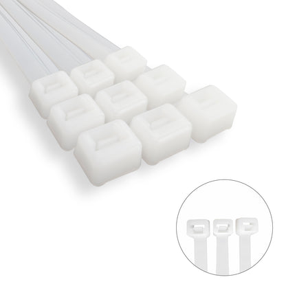 Brida Nylon 100%. Color Blanco / Natural 4,5 x 360 mm. 100 Piezas. Abrazadera Plastico, Organizador Cables, Alta Resistencia