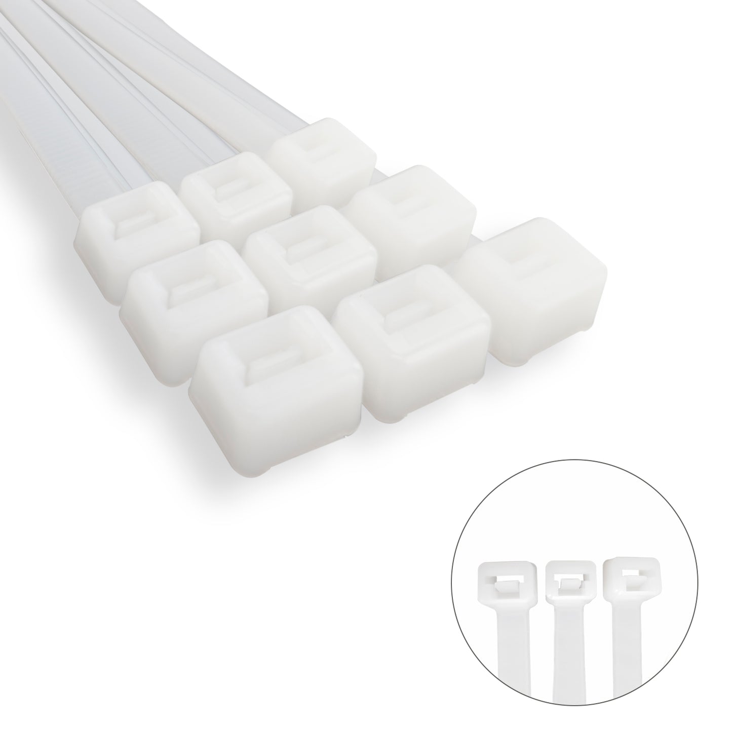 Cabeçada 100% Nylon. Branco / Cor Natural 4,5 x 360 mm. 100 pedaços. Braçadeira Plástica, Organizador de Cabos, Alta Resistência