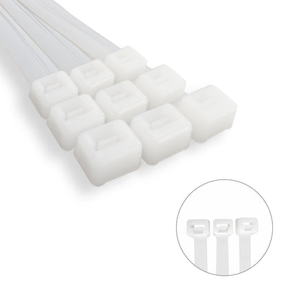 Cabeçada 100% Nylon. Branco / Cor Natural 4,5 x 360 mm. 100 pedaços. Braçadeira Plástica, Organizador de Cabos, Alta Resistência