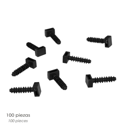 Plugue de fixação com flange em nylon preto 8 mm. (Saco 100 Unidades)