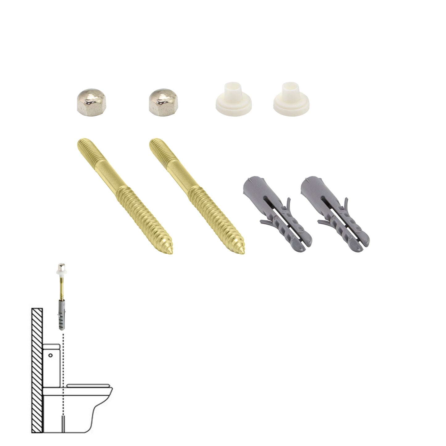 Kit Sanitário para Fixação Sanitária 5x75 mm. Dicromato (2 peças)