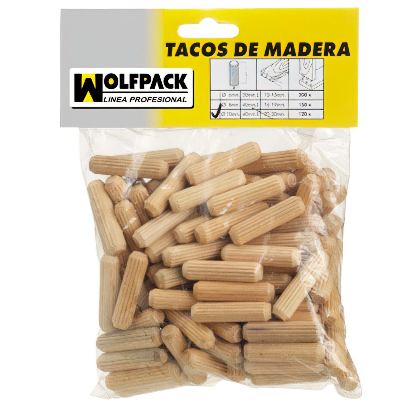 Espigas Madera 6x30 mm. (Bolsa de 50 Piezas)