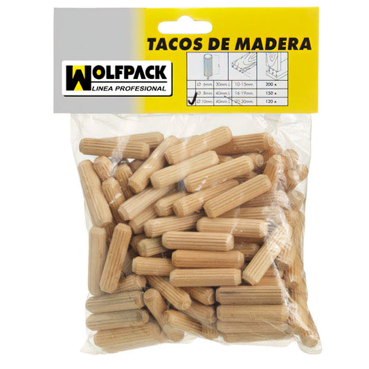 Espigas Madera 10x40 mm. (Bolsa de 50 Piezas)