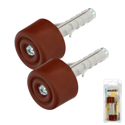 Batente de porta com plugue de nylon marrom (bolha 2 peças)