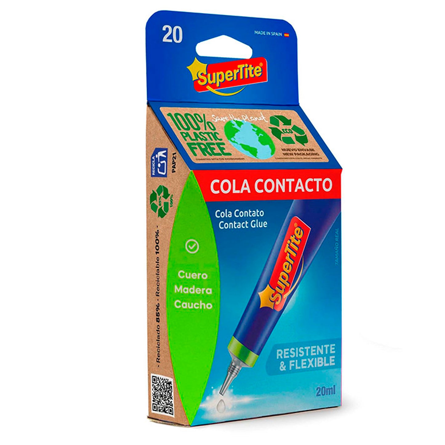 Pegamento Supertite Contacto 20 CC. Cola Contacto, Pegamento Cuero, Madera Caucho. Resistente y Flexible.