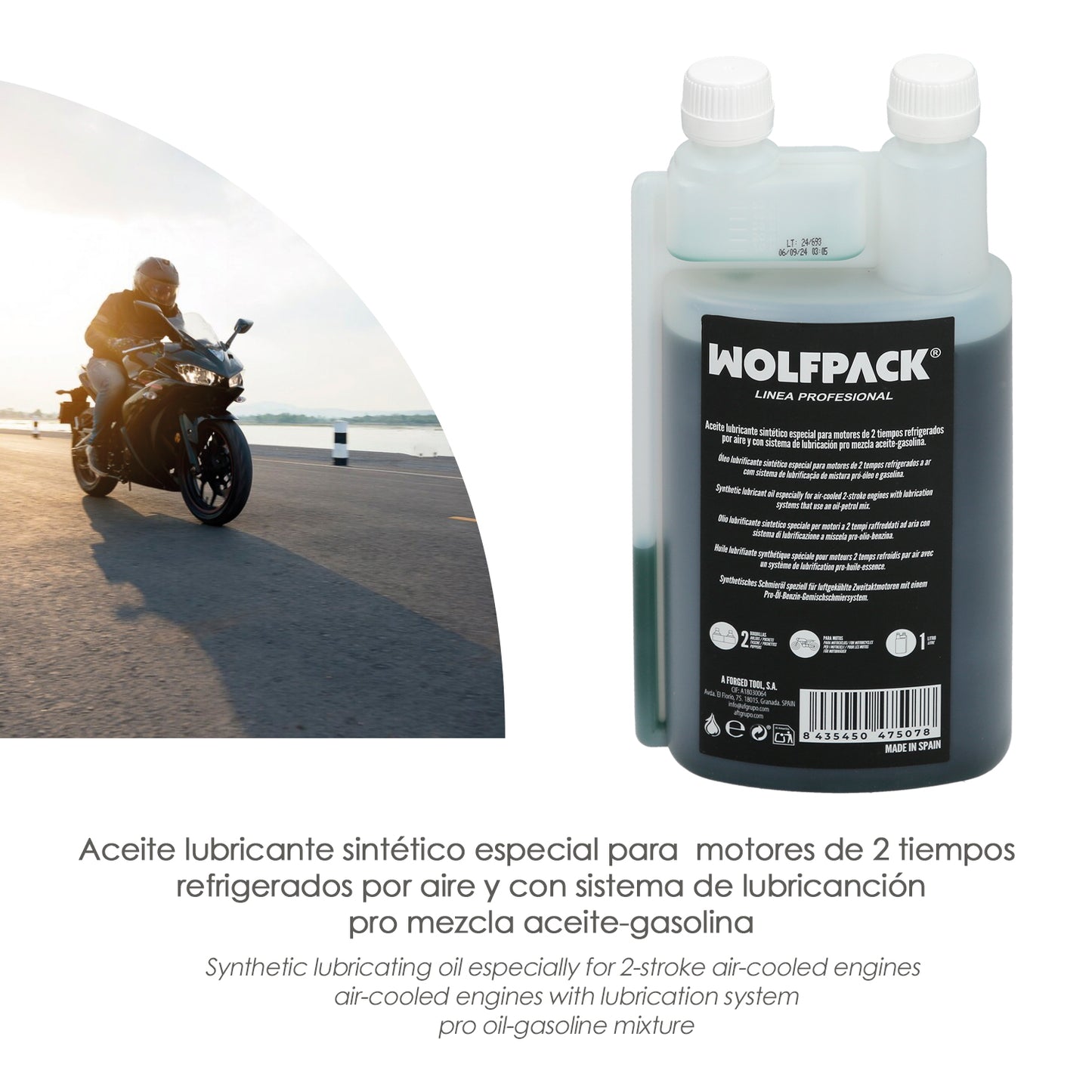 Aceite Lubricante 2 Tiempos 1 Litro (2 Boquillas)