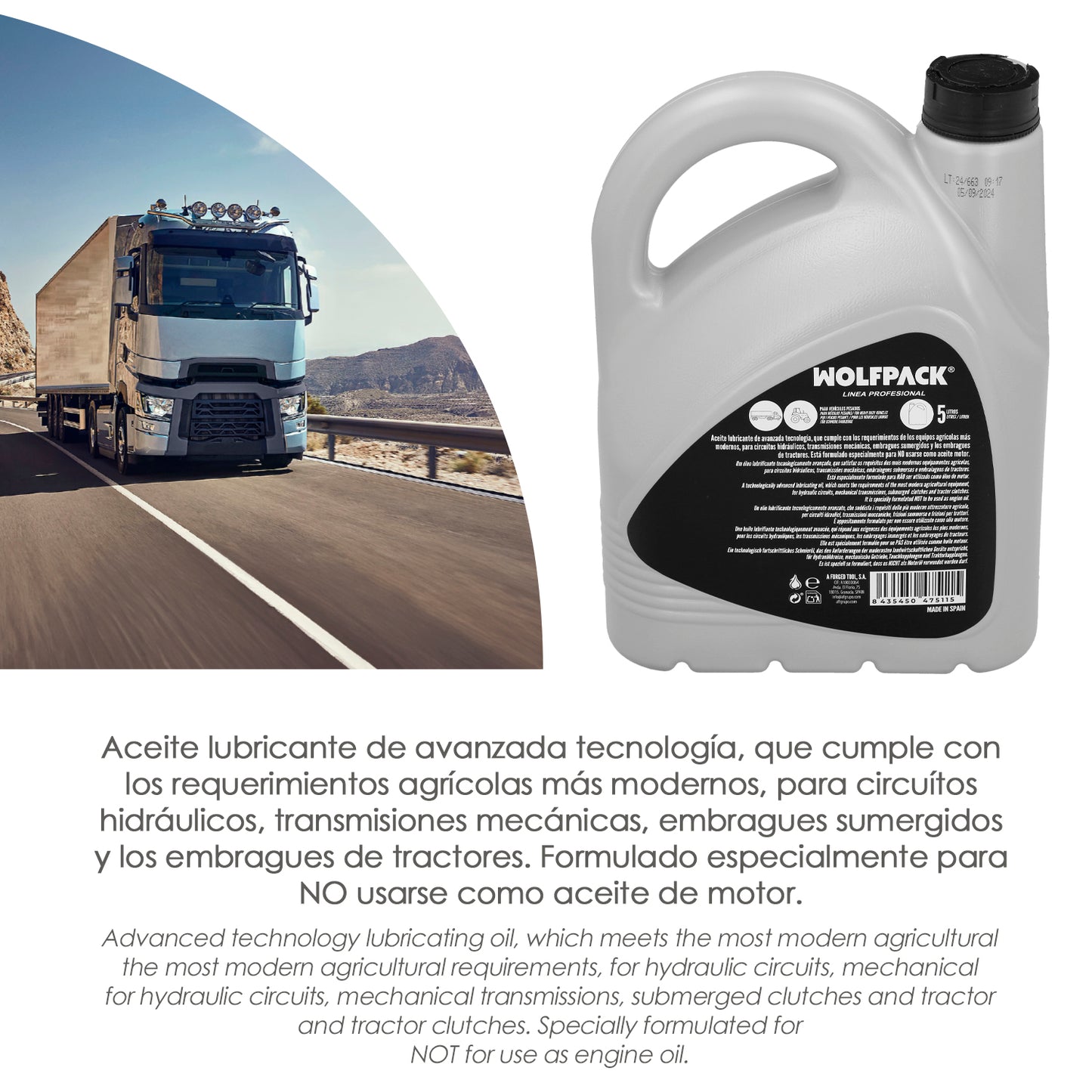 Aceite Lubricante 10w30 Para Circuitos Hidráulicos 5 Litros