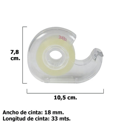 Fita Adesiva Transparente 18 mm. x 33 metros Com dispensador.