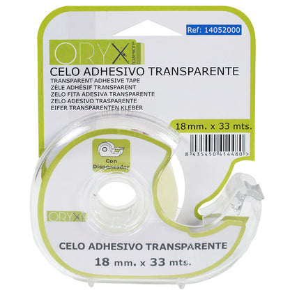 Fita Adesiva Transparente 18 mm. x 33 metros Com dispensador.