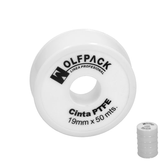 Pacote de 5 rolos Wolfpack PTFE 19 mm x 50 m