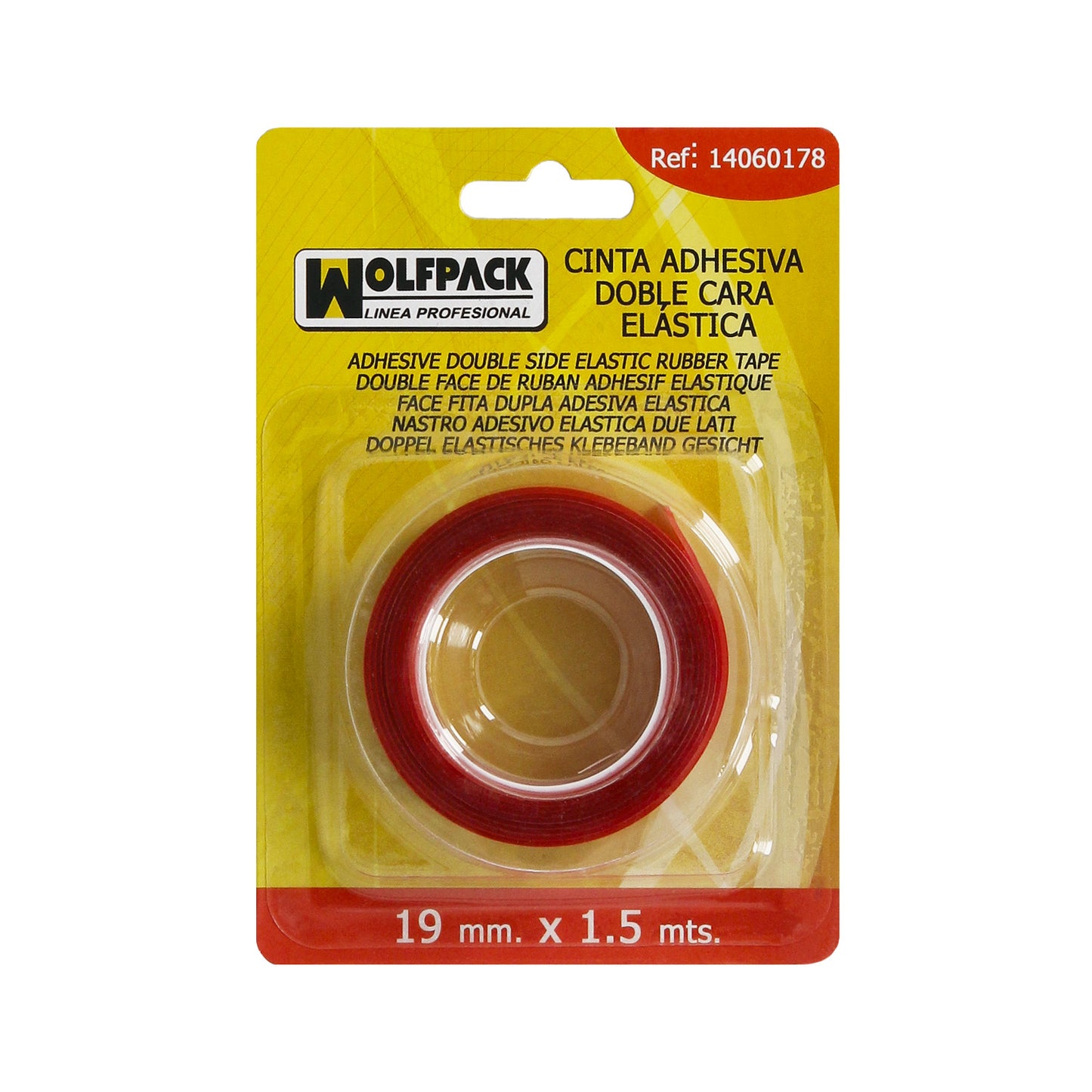 Fita Dupla Face Elástica Transparente 1,5 m. x 19mm.