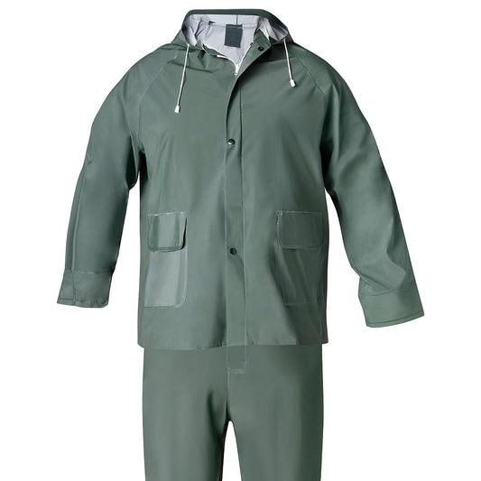 Fato impermeável de pvc verde tamanho 9-XXL