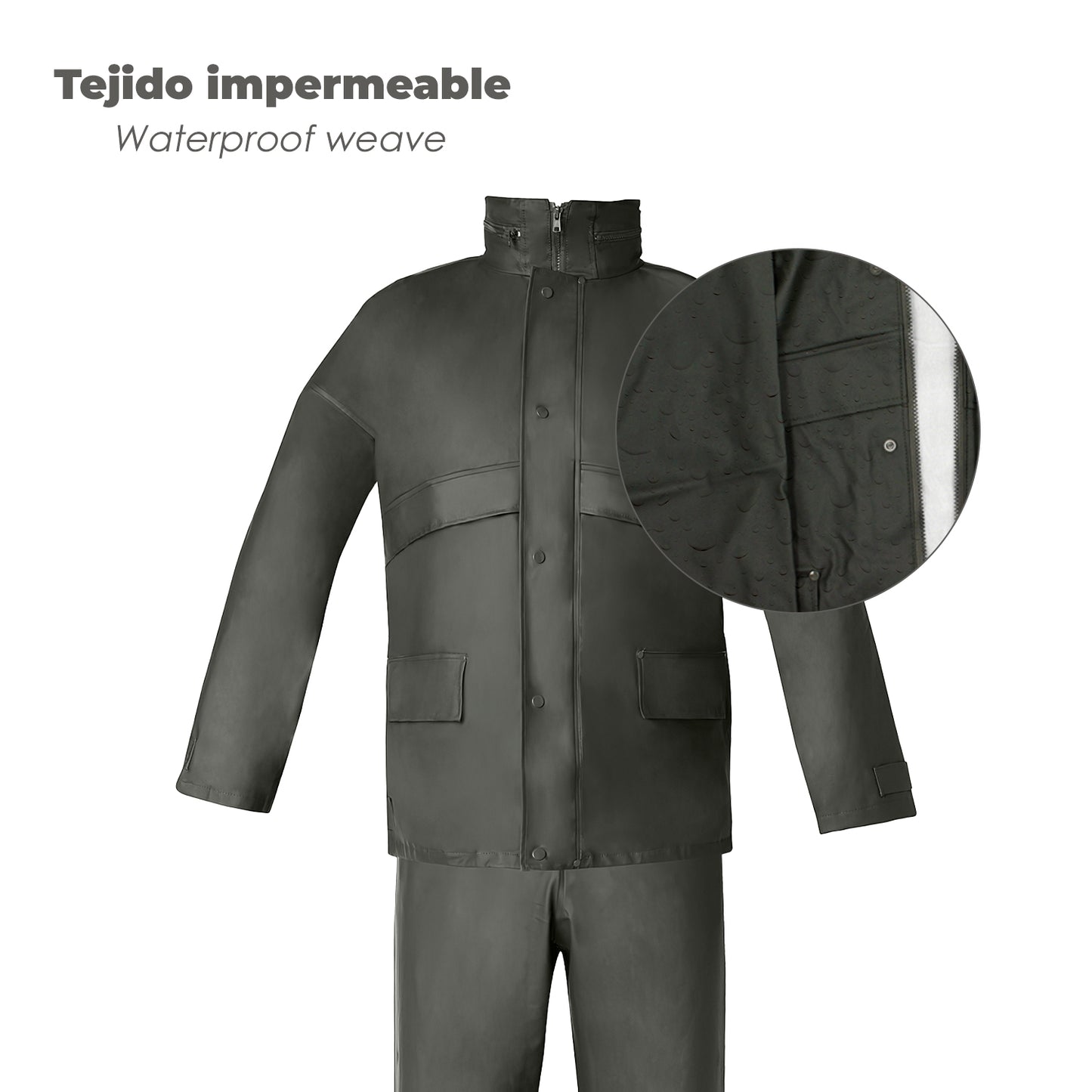 Fato de água de poliuretano verde à prova de água tamanho 7-L