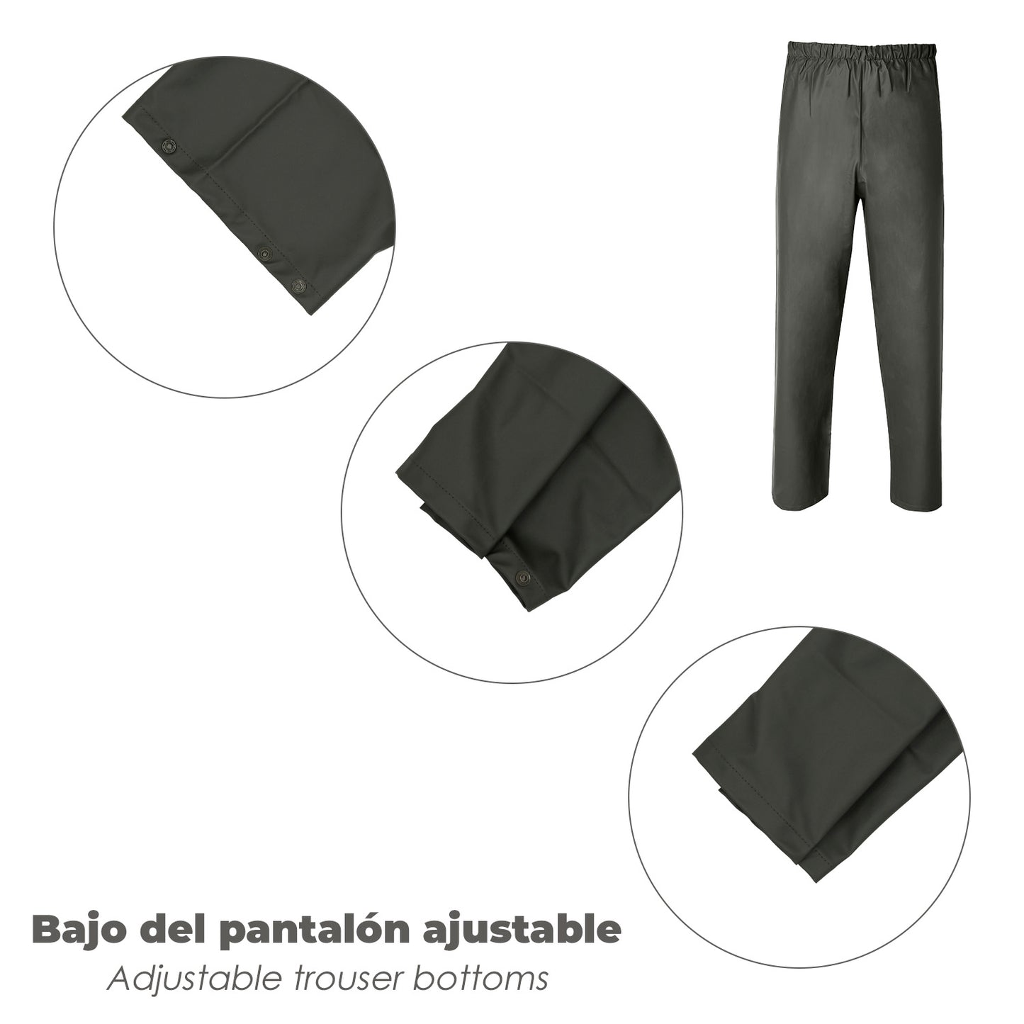 Traje de Agua Impermeable Verde Poliuretano Talla 8-XL