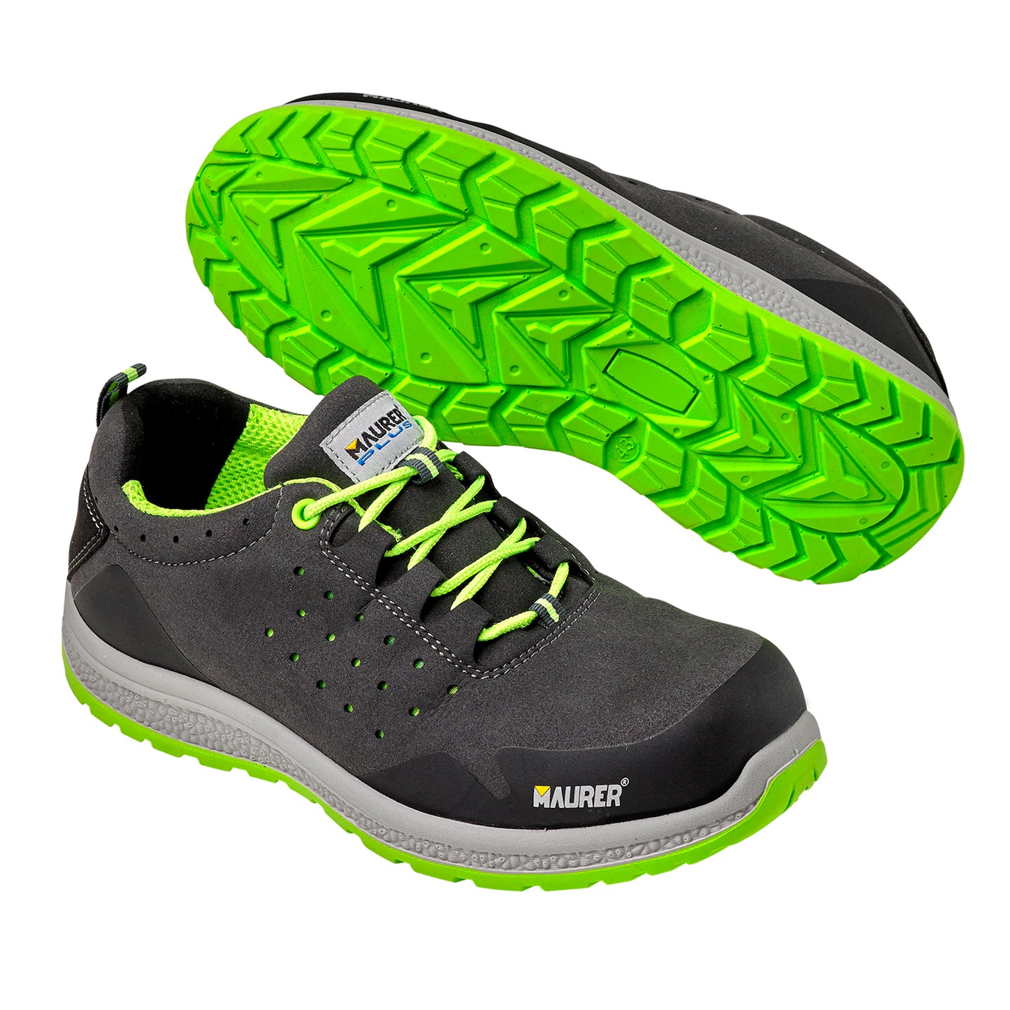 Deportiva Seguridad Maurer S1 Modelo Resia Antideslizante con Suela Composite y Resistencia a los Hidrocarburos Talla 42.