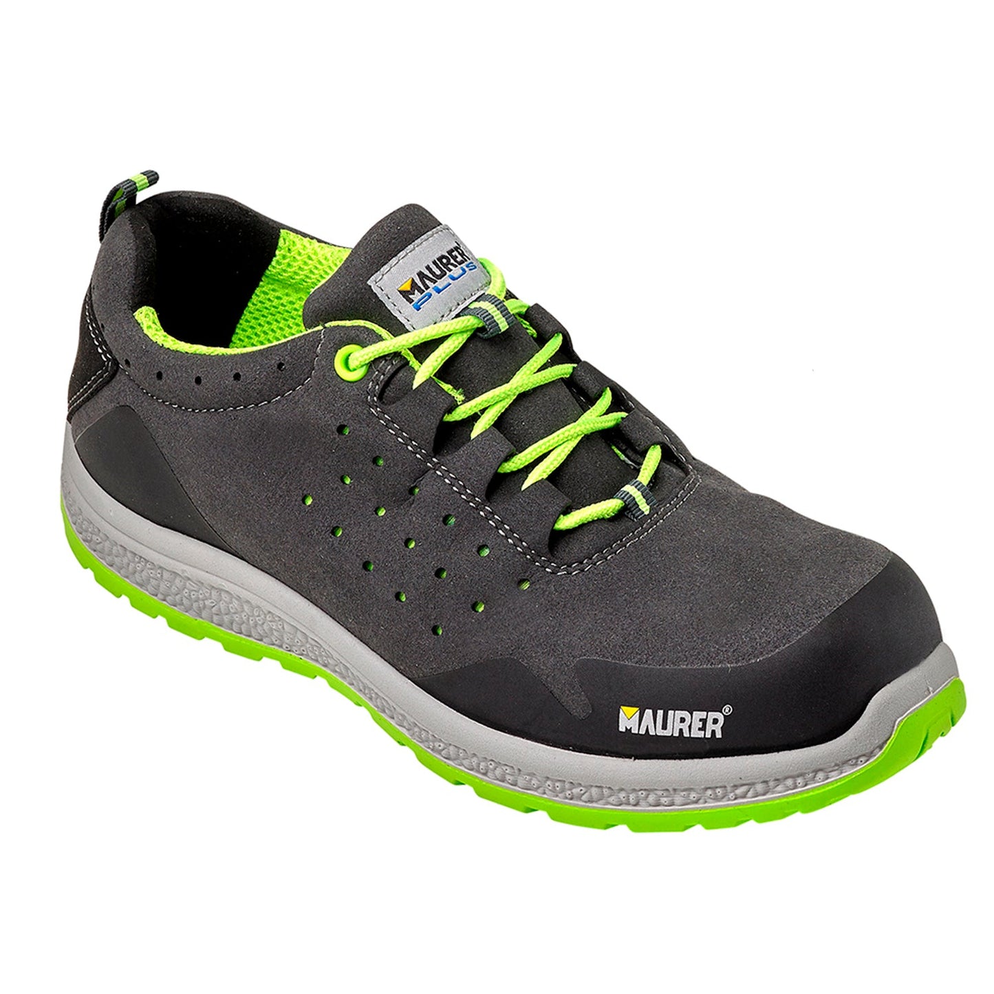Deportiva Seguridad Maurer S1 Modelo Resia Antideslizante con Suela Resistente a los Hidrocarburos Talla 42.