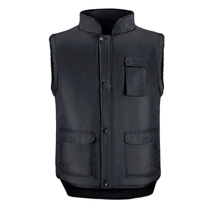 Colete preto XXL com vários bolsos, colete de poliéster com 3 bolsos externos e um interno, colete de trabalho, colete de trabalho