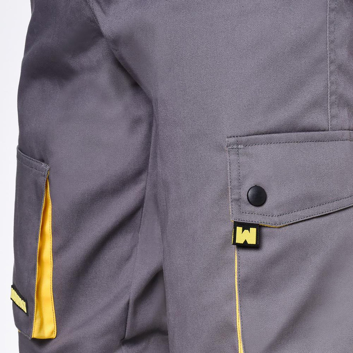 Shorts de Trabalho, Multibolsos, Resistente, Cinza/Amarelo Tamanho 46/48 L