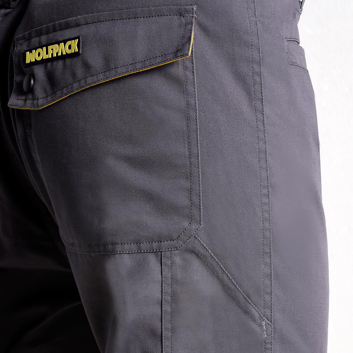 Shorts de Trabalho, Multibolsos, Resistente, Cinza/Amarelo Tamanho 46/48 L