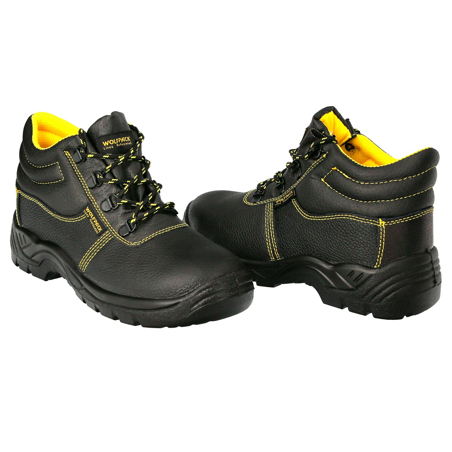 Botas de Segurança S3 Black Leather Wolfpack Nº 42 Vestuário de Trabalho, Calçado de Segurança, Botas de Trabalho. (Par)