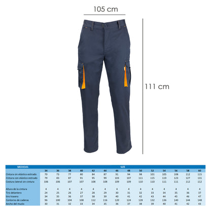 Pantalon Trabajo Talla 54 Azul Oscuro Spandex