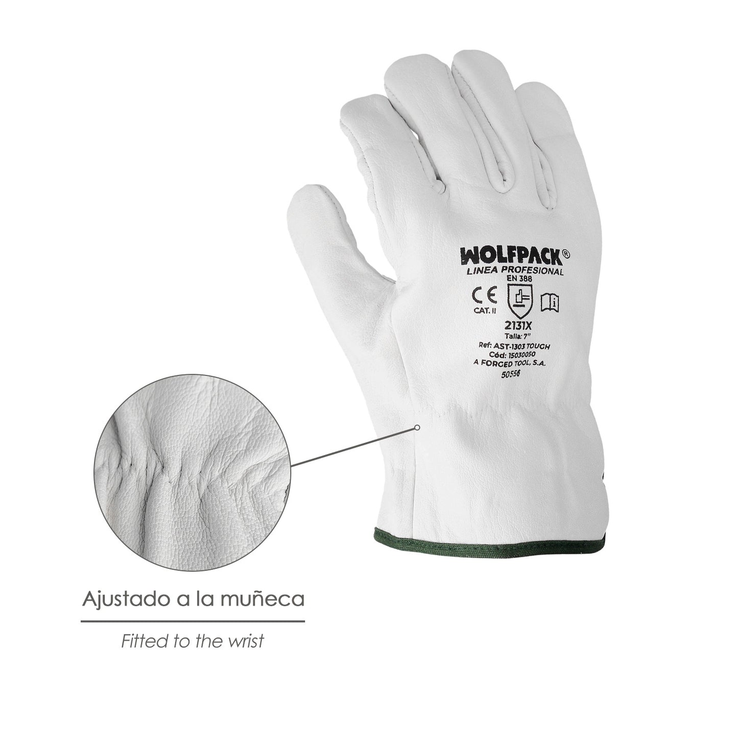 Guantes De Trabajo De Piel Flor De Vacuno, Proteccion Laboral, Riesgos Mecanicos, Guantes De Seguridad De Cuero. Talla 7" (Par)
