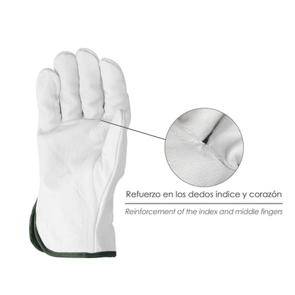 Guantes De Trabajo De Piel Flor De Vacuno, Proteccion Laboral, Riesgos Mecanicos, Guantes De Seguridad De Cuero. Talla 7" (Par)