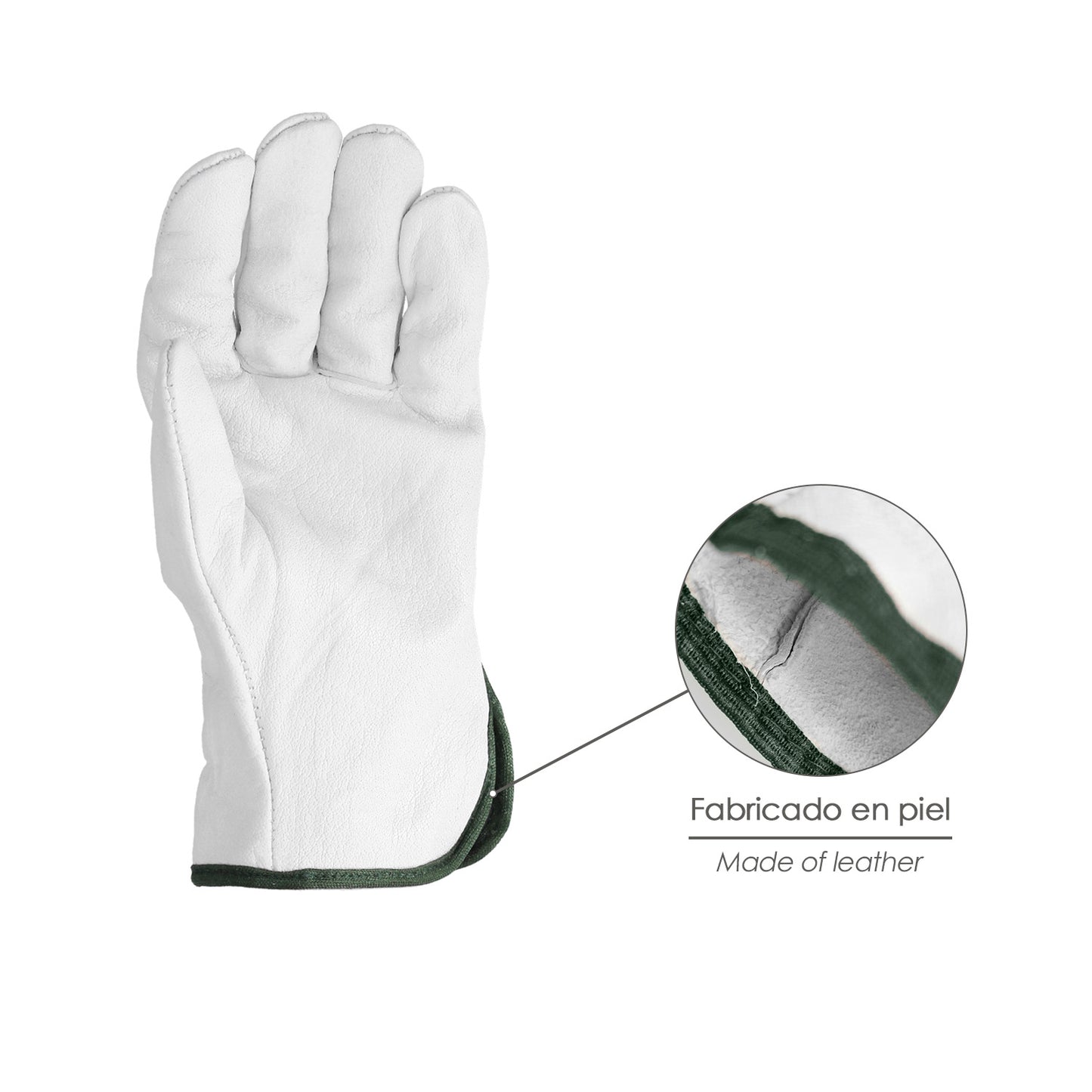 Guantes De Trabajo De Piel Flor De Vacuno, Proteccion Laboral, Riesgos Mecanicos, Guantes De Seguridad De Cuero. Talla 7" (Par)