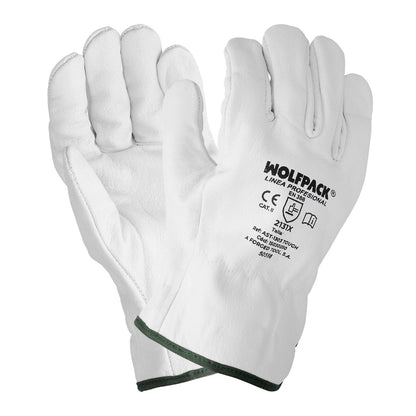 Guantes De Trabajo De Piel Flor De Vacuno, Proteccion Laboral, Riesgos Mecanicos, Guantes De Seguridad De Cuero. Talla 7" (Par)